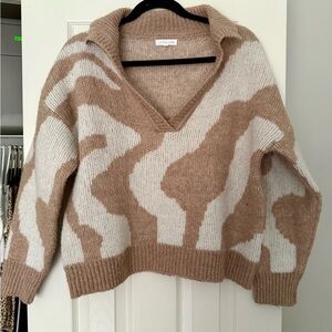 Beige and White Sweater